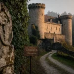 Château de beauvais dordogne : vue du château depuis l’allée
