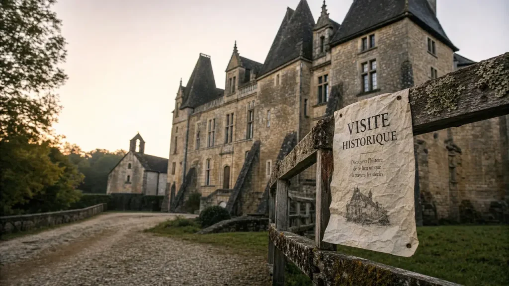 Château de fayolle dordogne : façade restaurée et parc verdoyant