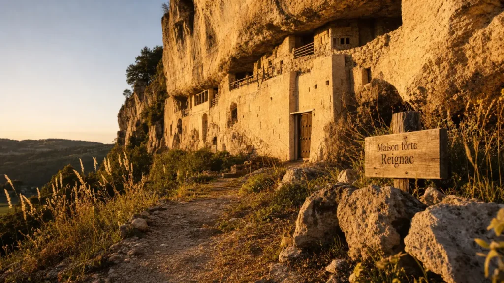 château de reignac dordogne, maison forte en falaise à Tursac