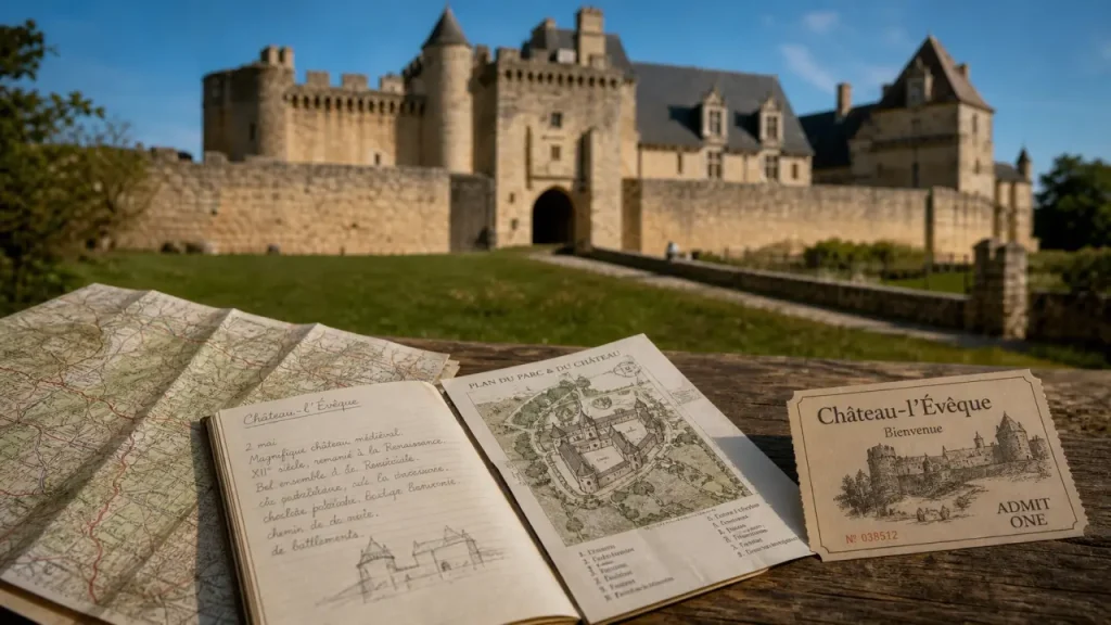 Château l'évêque dordogne : vue entrée médiévale