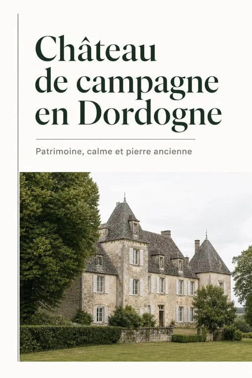 Château de La Barde dordogne : vue extérieure d’un château de campagne en pierre dans un cadre verdoyant