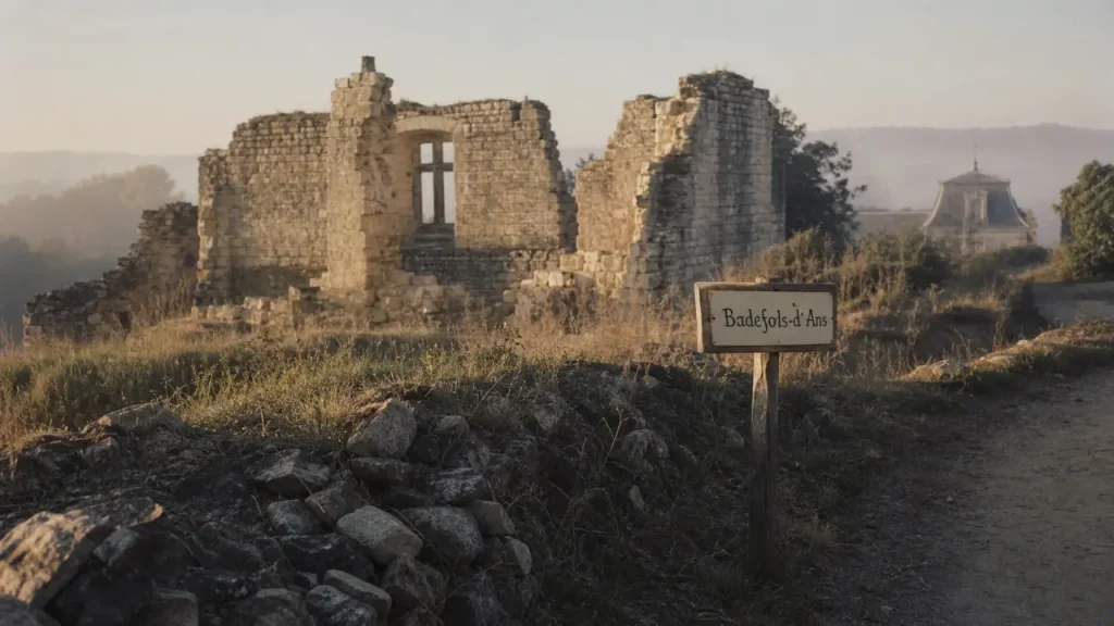 Château de badefols sur dordogne : vestiges de Badefols-d’Ans, remparts en pierre.