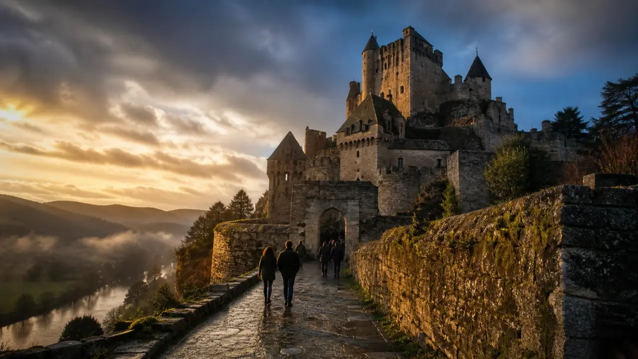 Château de Beynac en Dordogne, forteresse médiévale et remparts