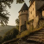 Château de la fleunie dordogne au-dessus de la vallée de la Vézère, architecture en calcaire