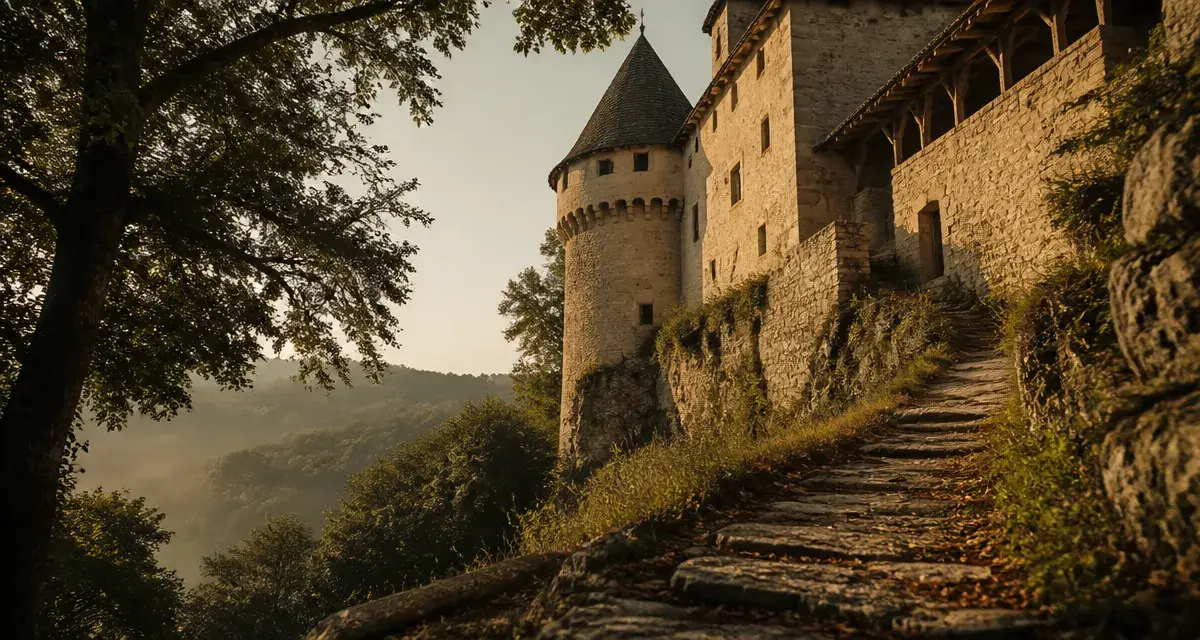 Château de la fleunie dordogne au-dessus de la vallée de la Vézère, architecture en calcaire