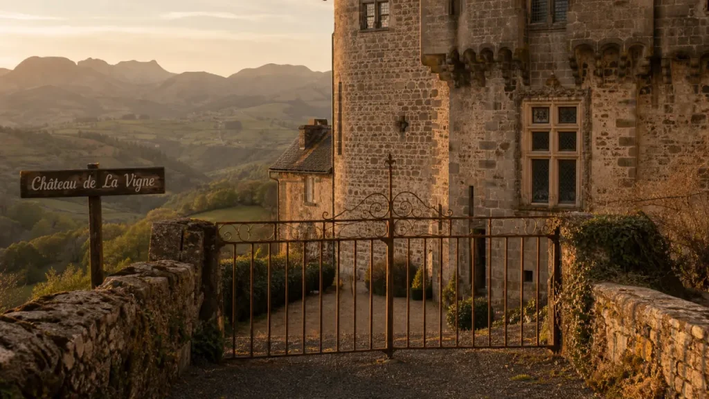 Château de la vigne dordogne : façade du château d’Ally, pierres et lierre