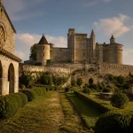 Château de Montréal dordogne : vue jardins et remparts