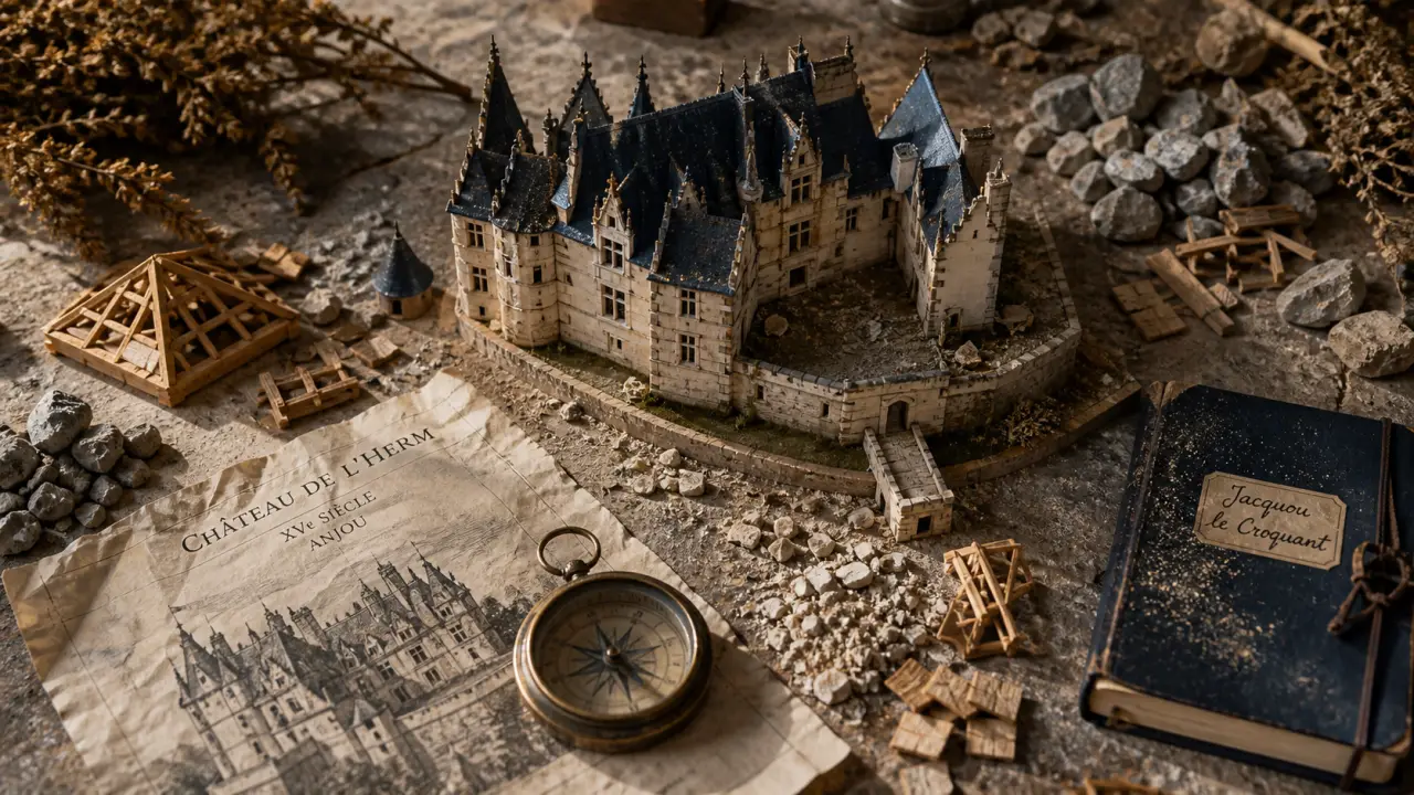 Maquette du château de l'Herm en Dordogne, style gothique flamboyant