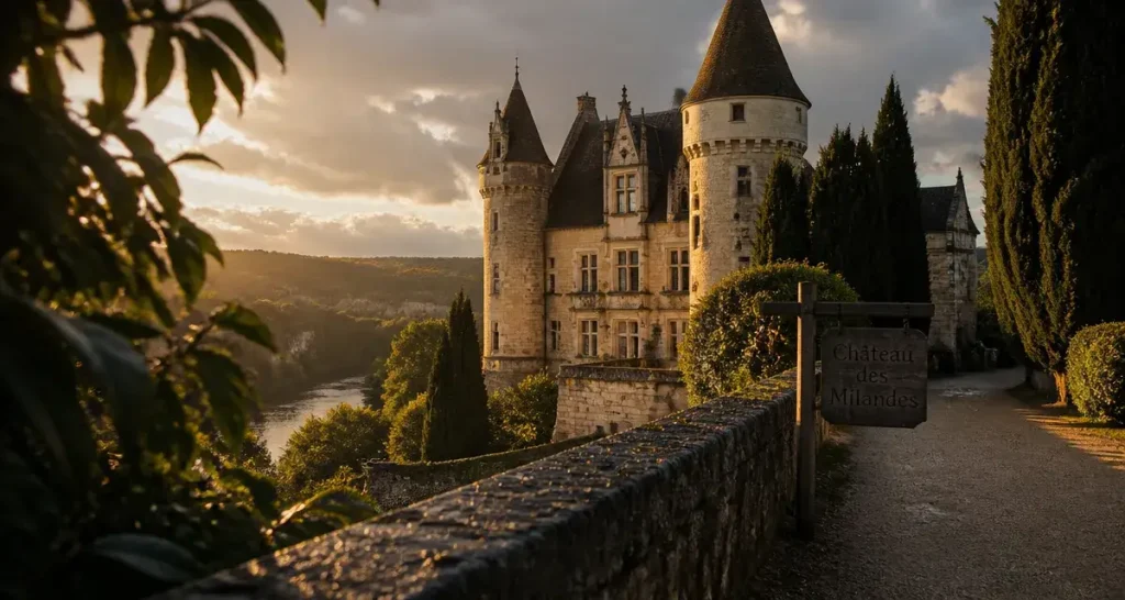Château de Joséphine Baker en Dordogne : Château des Milandes au coucher de soleil