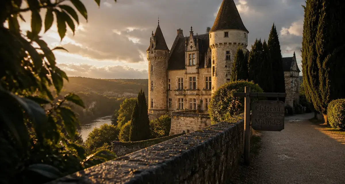 Château de Joséphine Baker en Dordogne : Château des Milandes au coucher de soleil