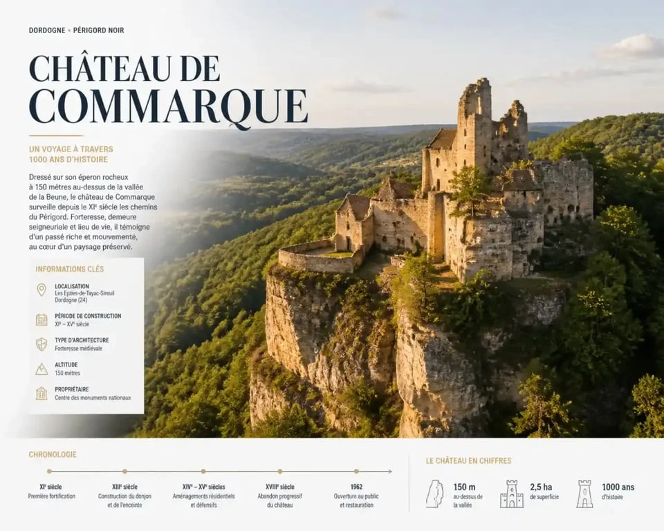 Château de Commarque en Dordogne, forteresse médiévale et site préhistorique.