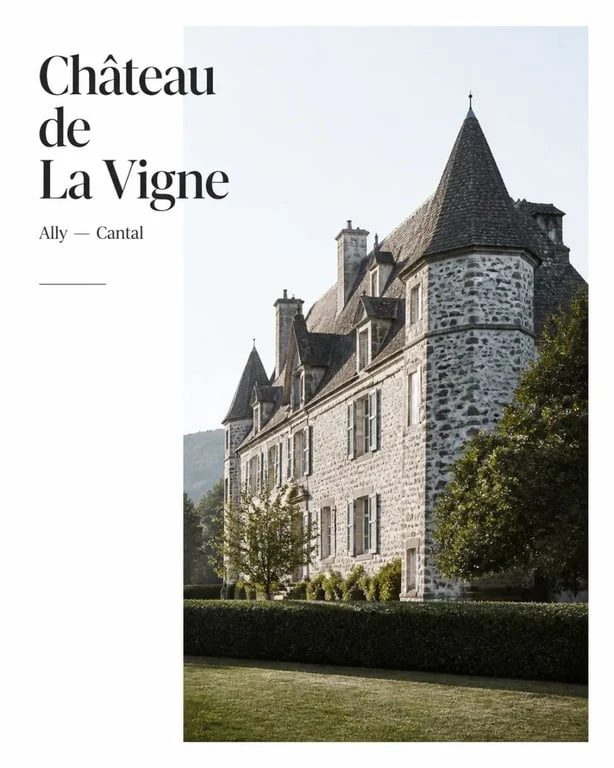 Château de la vigne dordogne, vue extérieure du Château de La Vigne à Ally dans le Cantal