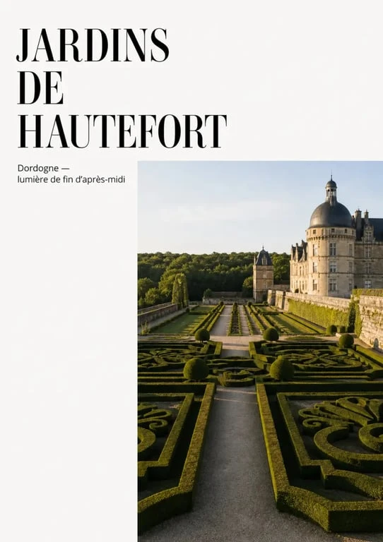 Château de hautefort dordogne, jardins à la française et parterres symétriques du domaine
