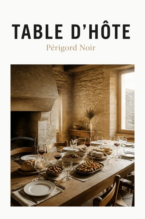 table d'hote perigord noir dans une maison en pierre, dîner convivial et cuisine de maison