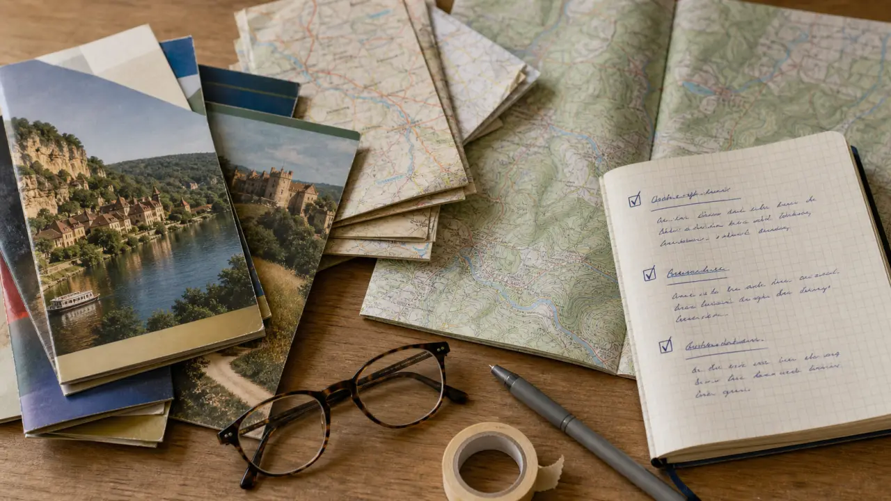 Office de tourisme dordogne brochure : cartes et brochures Dordogne sur table bois