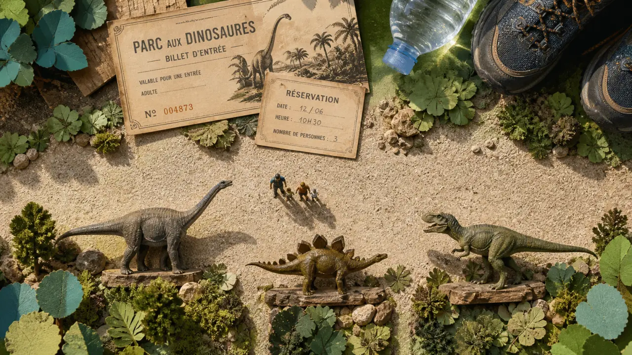 Parc aux dinosaures dordogne : visite au parc, allée et dinosaures}}