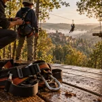 Accrobranche dordogne sarlat : harnais et tyrolienne au-dessus de la forêt