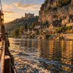 Bateau dordogne sarlat sur la Dordogne, La Roque-Gageac et falaises