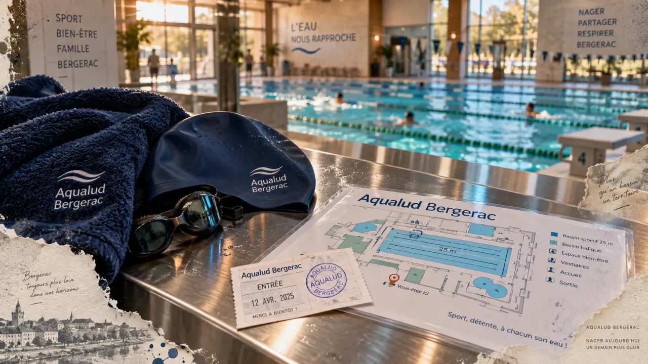 Piscines bergerac dordogne : bonnet et serviette près du bassin, nage