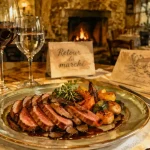 Restaurant le périgord la roque gageac : intérieur chaleureux, plat à la truffe et magret