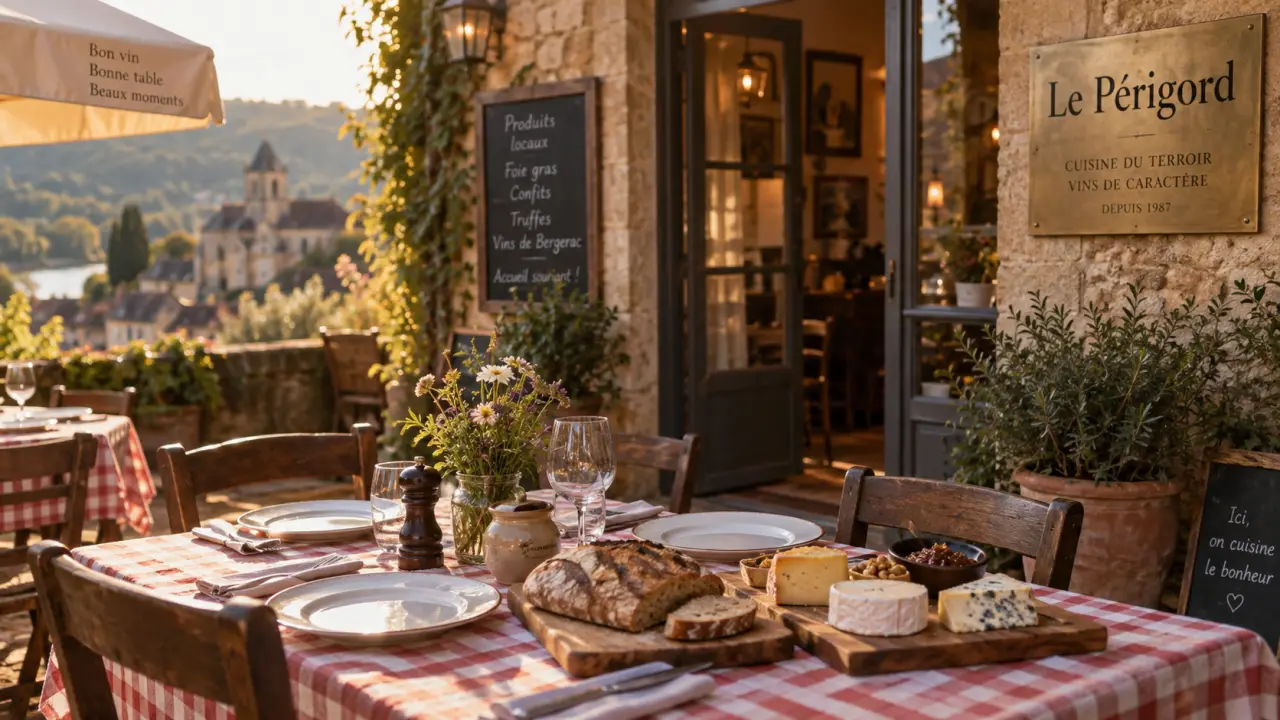 Restaurant le périgord nontron : table traditionnelle avec fromages et pain