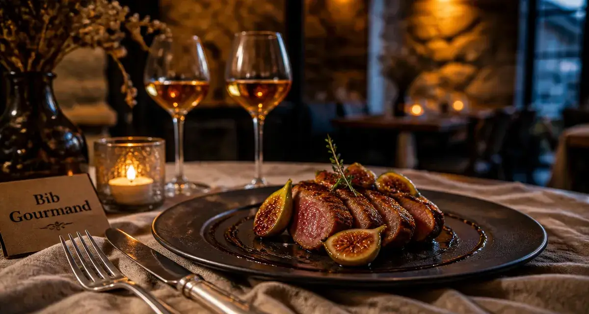 Restaurants Michelin Dordogne : filet de canard aux figues Bib Gourmand 2025