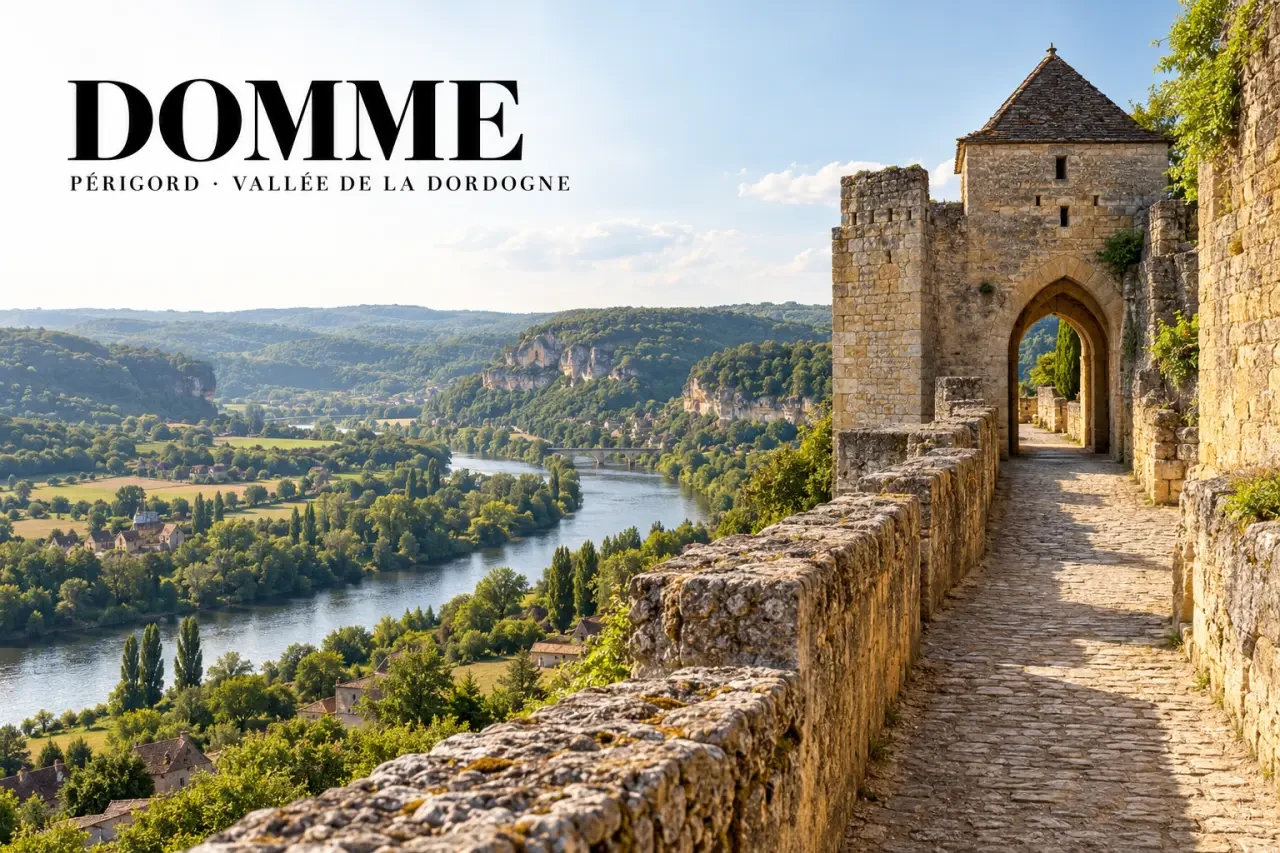 Bastides Dordogne Périgord : panorama sur la vallée depuis Domme