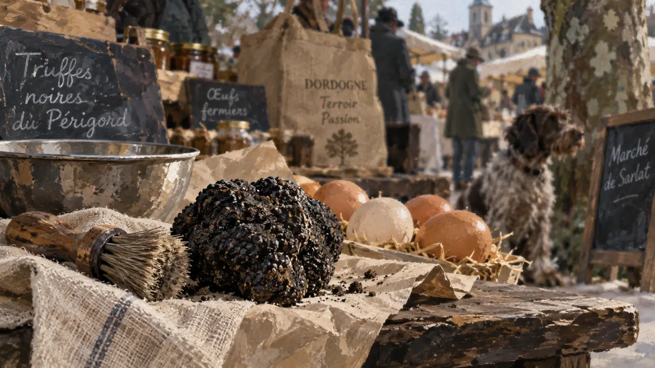 Truffe dordogne sur un marché en hiver